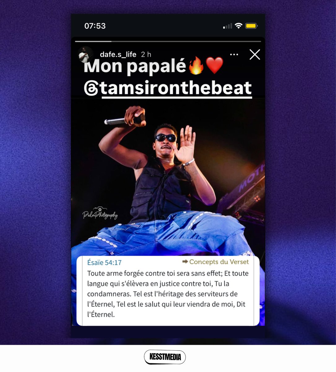 kultur_inc's tweet image. @dafe.s_life envoie un message fort 💪🏾 témoignant de sa loyauté à son grand frère @TAMSIRONTHEBEAT 

    Ésaïe 54:17 « toute arme…sera sans effet… »

#kesstmedia #media #dafé #soutien #tamsir