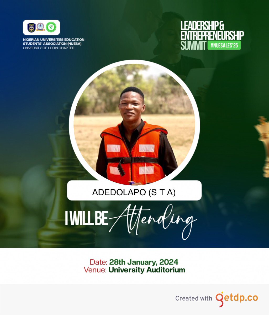 AdedolapoSTA's tweet image. *I WILL BE THERE! WILL YOU? ✨*
The *NUESA LES’25* is just around the corner, and we're excited to be part of this historic event! 🚀
📅 *Date*: January 28th, 2025
🏫 *Venue*: University Auditorium
⏰ *Time*: 10:00 AM
*#NUESALES'25*
*#Excelerate-Driven Administration*