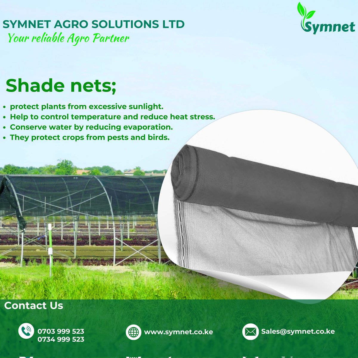 Symnet_Ke's tweet photo. Get the best and Durable Shade nets for Your Farming from Symnet Agro Solutions Ltd. We also have Skilled Technicians for installation. Call Us on 0703 999 523/0734 999 523 for delivery and Installation Countrywide. For more info, please visit Our website https://t.co/3ez893oJ8V. https://t.co/eCNTg17Llm