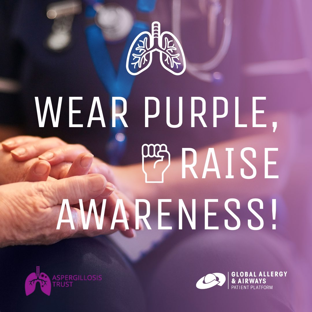 One week to go!

Join the movement! 🟣 Wear purple, share your support for #WorldAspergillosisDay. Let’s unite to raise awareness in this campaign powered by Aspergillosis Trust. Your voice matters! #WearPurpleForAspergillosis #ATawareness #SupportedByGAAPP