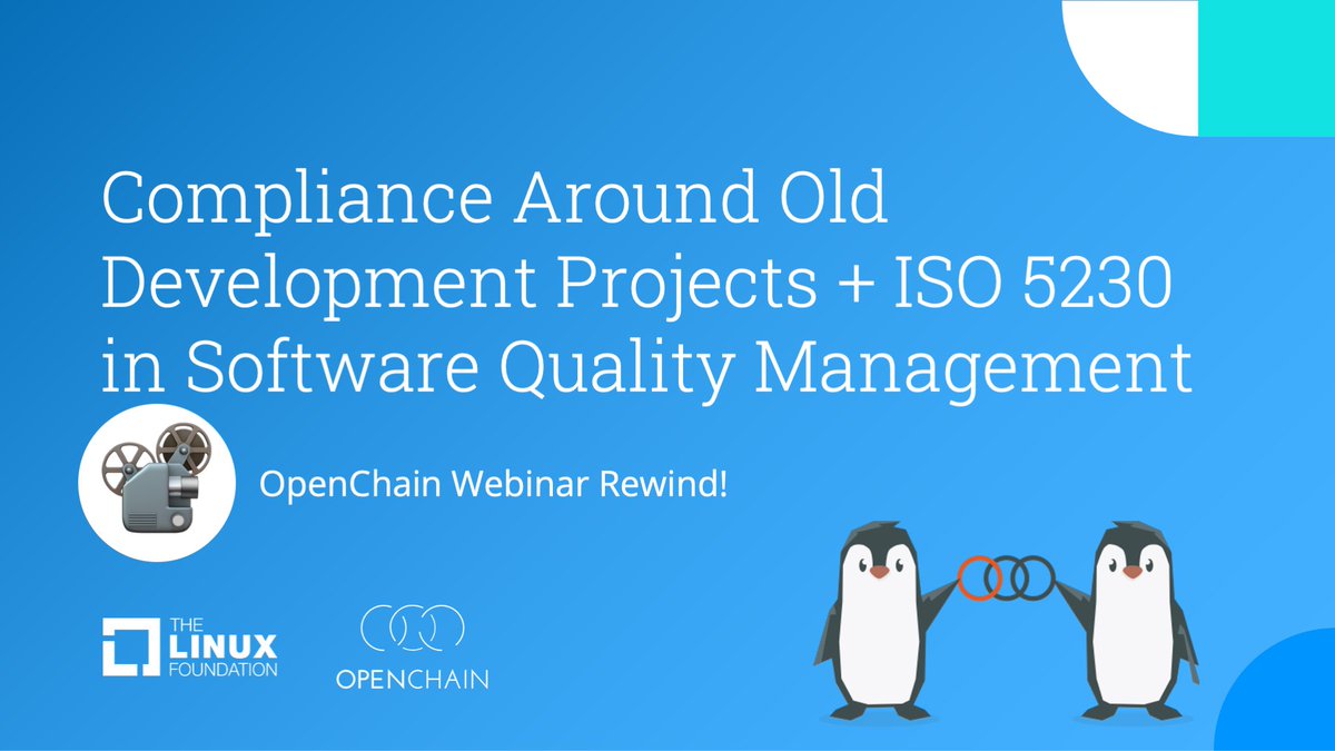 openchainproj's tweet image. 🎥 OpenChain Webinar Rewind 📽️

Want a recorded webinar? 💡 Review &quot;Compliance Around Old Development Projects + ISO 5230 in Software Quality Management&quot; with Dr. Till Jaeger &amp;amp; Nicole Pappler! 

Free knowledge, freely available: hubs.la/Q033sNM50 #SoftwareQualityManagement
