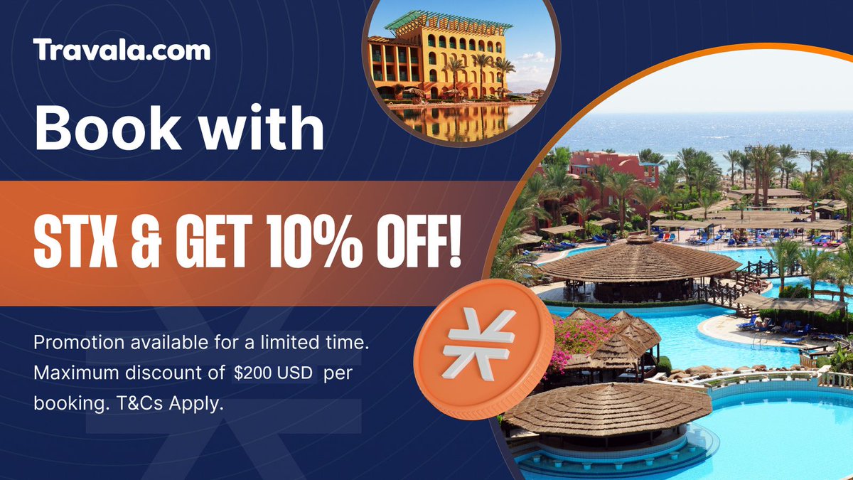 LIMITED-TIME OFFER:

SAVE BIG with $STX! Enjoy a 10% discount on flights, hotels, and activities worldwide 🌍

✨ Smart Members Bonus: Stack your savings—get up to 20% OFF when combined with your Smart Program benefits!

Book your next adventure with <a href="/Stacks/">stacks.btc</a> now!