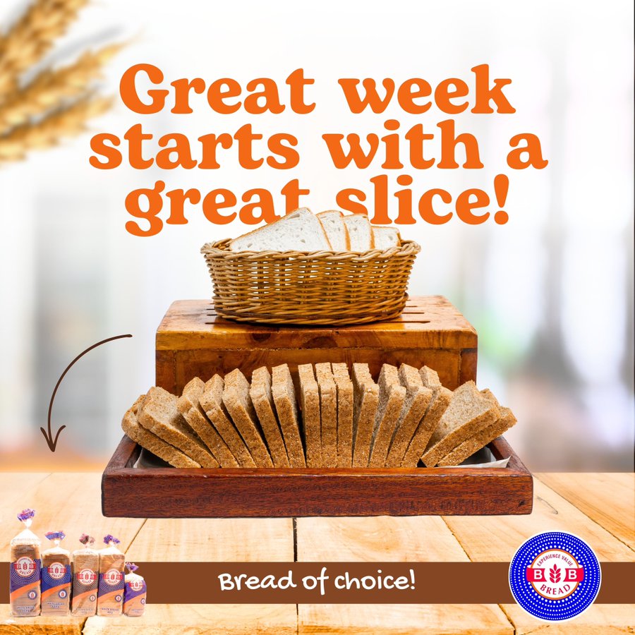 GhettoRadio895's tweet photo. Mondays huaga fiti ukijibonda ka BB Bread! 🍞
Anzisha wiki kama uko fresh Kuruka – because a great week starts with a great slice!  
#MondayMotivation 
#BreadOfChoice
#BBbread
#NiajeNiaje https://t.co/RpqJNm5fnl