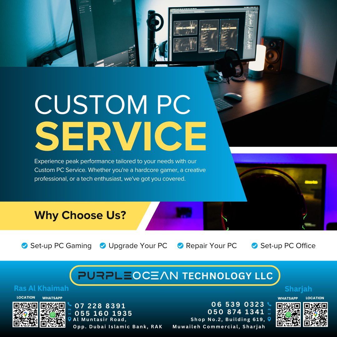 cybrixerp's tweet photo. #CustomPC by #PurpleOceanTechnology are built for #gamers, creators, and tech enthusiasts. Power and performance, tailored to you.
#cybrix #gaming #videogames #gamingpc #gamingsetup #dubai #sharjah #rasalkhaimah #uae #computershop #mobileshop #software #hardware https://t.co/FaYnA7RYgN