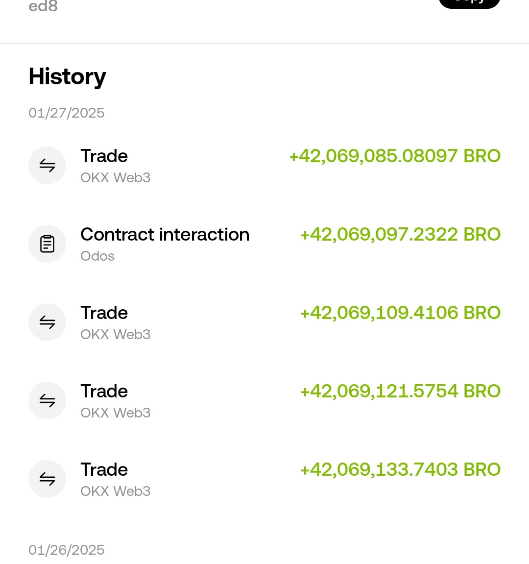 rfrmnsyh (@rfrmnsyh19) on Twitter photo <a href="/NikolaBench/">Dr. Hodl π</a> GM!βοΈ
Have you checked out $BRO?
A growing community, daily trades, and rewarding milestones make it worth watching today.
πΉ What youβre looking for is $BRO on AVAX πΊ
πΉ CA: 0x42069000770c482fEd048e1Da03A5f82773abD69
πΉ Join: t.me/MyBro_xyz/1/69β¦ <a href="/NikolaBench/">Dr. Hodl π</a> GM!βοΈ
Have you checked out $BRO?
A growing community, daily trades, and rewarding milestones make it worth watching today.
πΉ What youβre looking for is $BRO on AVAX πΊ
πΉ CA: 0x42069000770c482fEd048e1Da03A5f82773abD69
πΉ Join: t.me/MyBro_xyz/1/69β¦