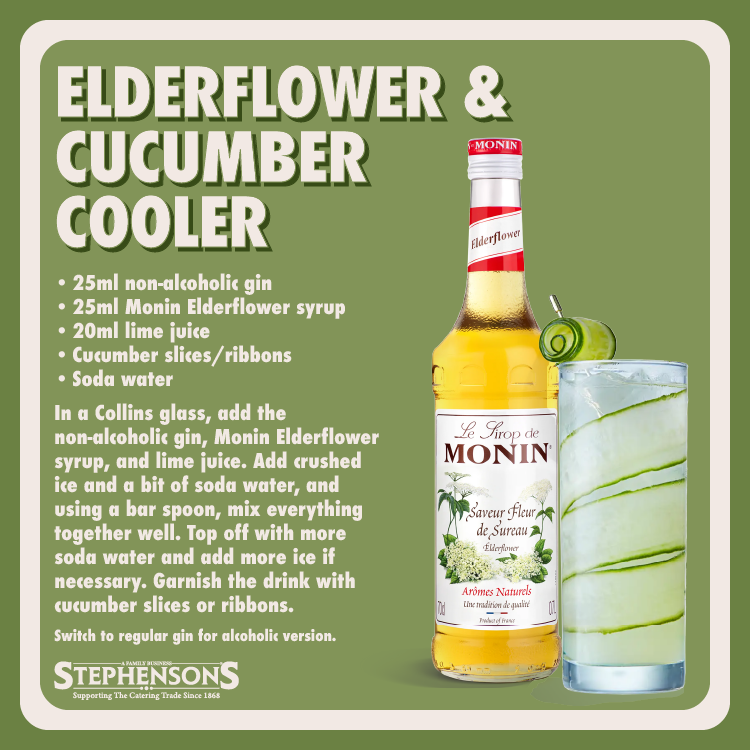 HGStephensons's tweet image. This refreshing Elderflower &amp;amp; Cucumber Cooler is perfect for a delicious addition to any mocktail list and can be enjoyed all year round! 

If you do want to make an alcoholic version, you can simply switch to regular gin! 

#monin #mocktails #boozefree #cocktails #gin