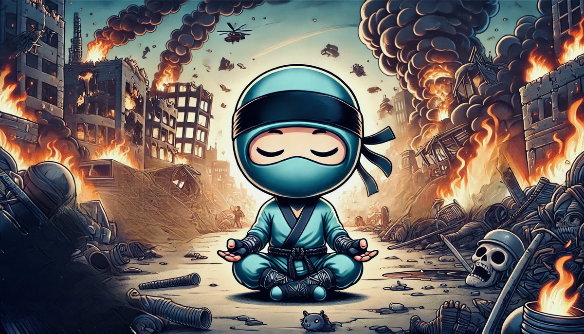 KASUDO_K's tweet photo. The world around me is burning. Panic, chaos, screams…

The crypto scene seems to be collapsing. But me? I sit here. Calm. Because I know: storms pass, and those who stay calm see clearly.

Hodl your nerves, friends. 

The way of the ninja is calm in chaos.

#KASUDO #KRC20 #kaspa #cryptocomics #memecoin #ninja #Spirit #StayFocused
