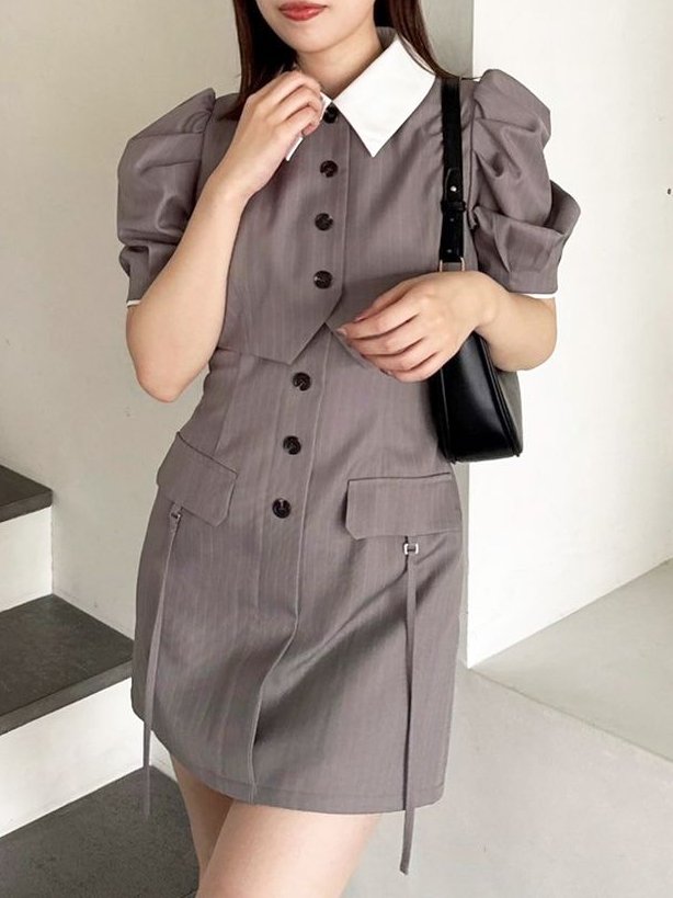 ダズリンジャケットライクレイヤードミニワンピース