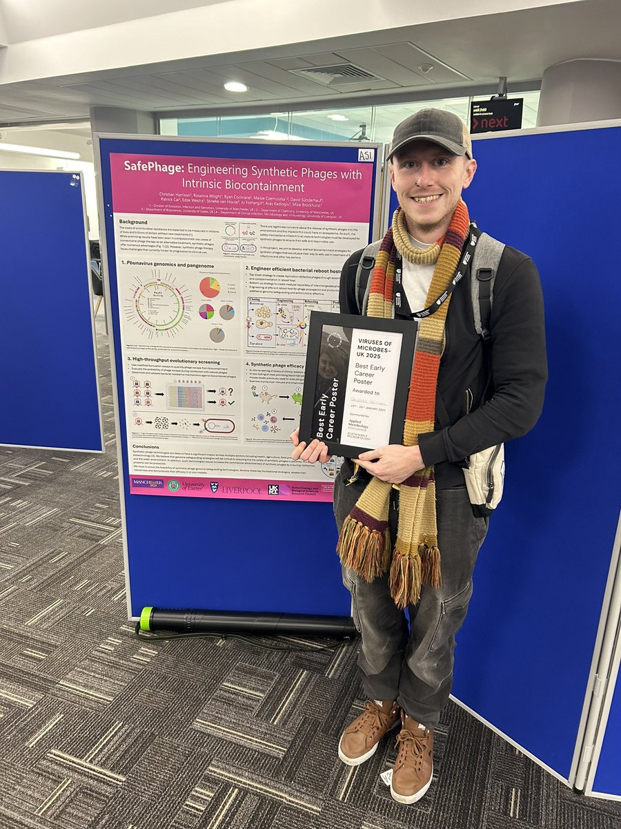 Congratulations to Christian Harrison, winner 🏅 of the best early-career poster <a href="/VoM_UK/">VoM-UK</a>! <a href="/AMIposts/">Applied Microbiology International</a> is delighted to sponsor this prize. It was great to see so many excellent posters and presentations from #EarlyCareerResearchers #VoMUK_2025