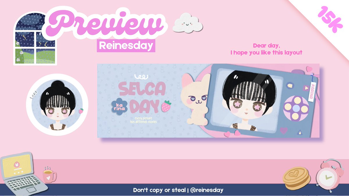 ೀ⋆ Help RT/ Repost please, thank you! 

Haii, Rein bawa layout chibi baru nihh ada karina, winter, wonyoung dan rei. Free retext ya ୨ৎ

💷 15K 

Sekalian mutualan yuk ba rep ajaa 𖹭
#zonauang