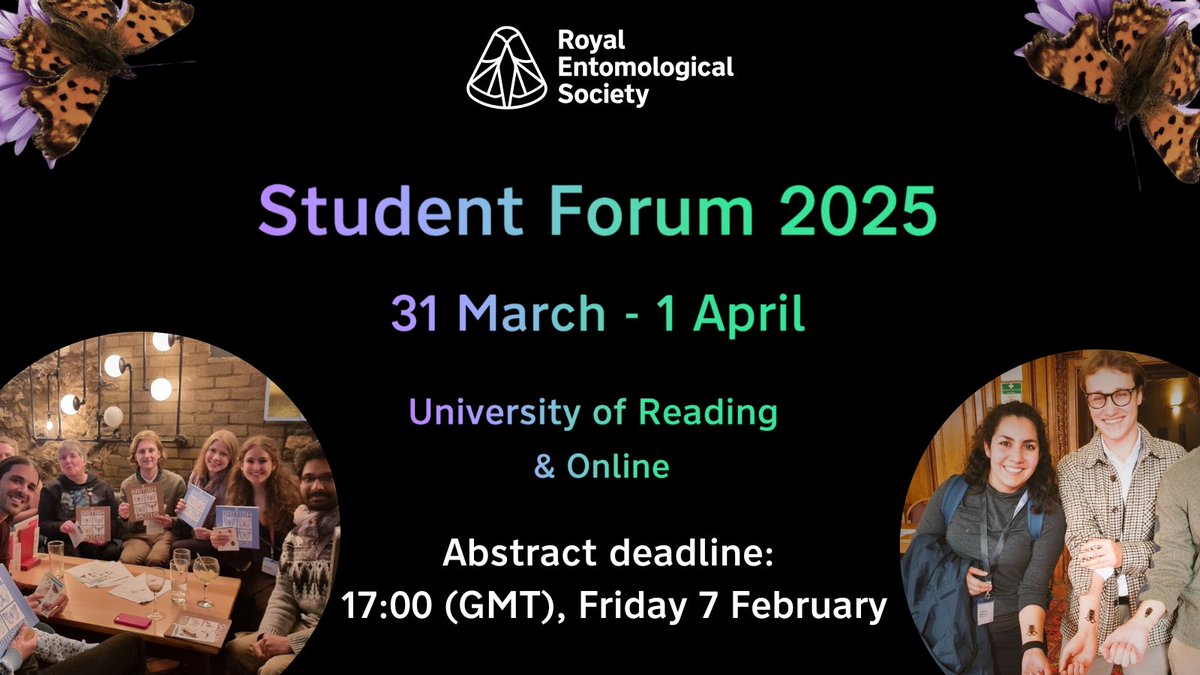 Deadline next week - Share your research with your peers at the Student Forum 🪲

All #InsectScience abstract submissions welcome with opportunities for in-person &amp; online presentations.

Deadline: 7 Feb 🔽
royensoc.co.uk/event/student-…

#SF25 <a href="/UniofReading/">Uni of Reading</a> <a href="/ReadingBioSci/">UoR BioSci</a> <a href="/UniRdg_Ento/">Reading Entomology</a>