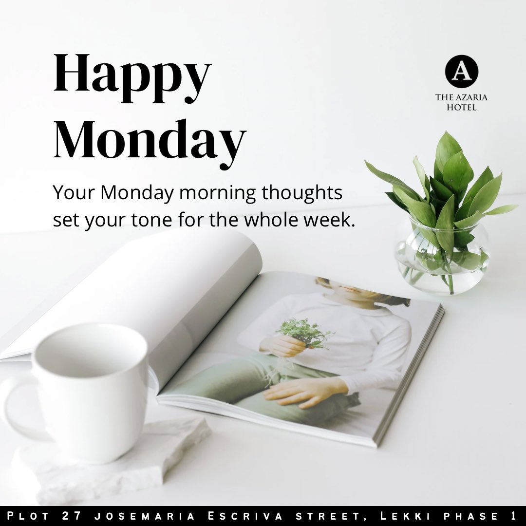 A brand-new week means a brand-new opportunity to chase your goals, improve yourself, and spread kindness. Let’s make this Monday the foundation of something great! 

#2face

For Reservations ☎️ 0909 995 5221

#theazariahotel #shortletsinlekki #shortlet #airbnblagos #luxury