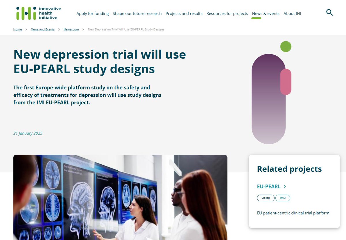 We're thrilled to see <a href="/imi_eupearl/">EU-PEARL Project</a> impact on collaborative clinical research 🙌 Congrats Stephan Gold from <a href="/ChariteBerlin/">Charité - Universitätsmedizin Berlin</a> &amp; the team for launching a platform trial to test depression treatments🧠. Proud to be part of transformative initiatives! Read more🔗loom.ly/cSQYIsE