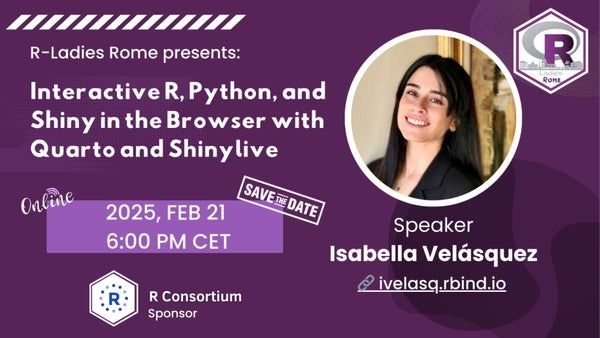 R-Ladies Rome (@rladiesrome) on Twitter photo 🚨 Exciting News! 🚨
Join us for an inspiring talk by Isabella Velasquez (@ivelasq3 ), Sr. Product Marketing Manager at @Posit PBC. Learn about open-source collaboration, and data science news. 🖥️📊
📅 Date: Feb 21, 2025 at 6pm CET / 11am CT 
🔗 buff.ly/3WCM3LI 🚨 Exciting News! 🚨
Join us for an inspiring talk by Isabella Velasquez (@ivelasq3 ), Sr. Product Marketing Manager at @Posit PBC. Learn about open-source collaboration, and data science news. 🖥️📊
📅 Date: Feb 21, 2025 at 6pm CET / 11am CT 
🔗 buff.ly/3WCM3LI