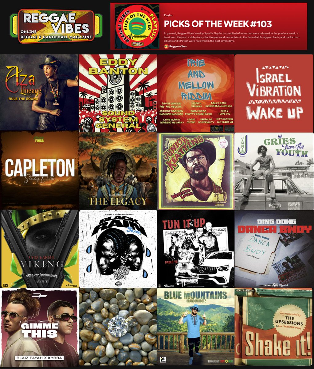 REGGAE VIBES SPOTIFY PLAYLIST #103
Enjoy listening to these and other tunes that are featured on this week's Reggae Vibes Spotify playlist: PICKS OF THE WEEK, compiled by the Reggae Vibes crew.
#AzaLineage #AnthonyRedrose #DamianMarley #IsraelVibration
open.spotify.com/playlist/30XO5…