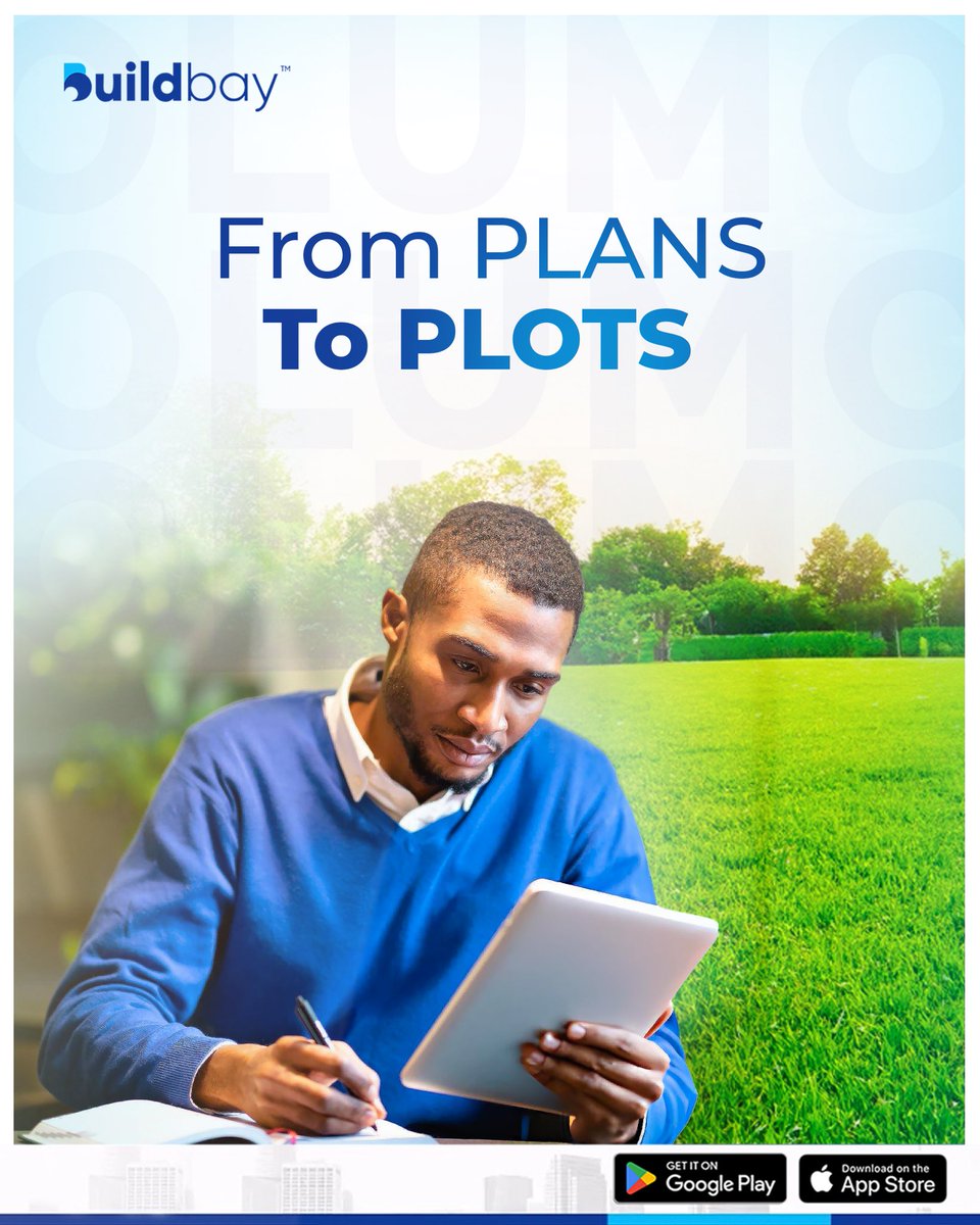 Buildbayltd's tweet photo. It All Starts With A Plan ๐ ๐.
Land Now, Pay Later plans have made it easier to turn your property plans into realistic plots with a plan that suits your pocket.
Why not choose your property plan on the Buildbay App NOW?
#buildbay
#lnplplans
#proptech
#ElonMusk https://t.co/Y3TjDADdk9
