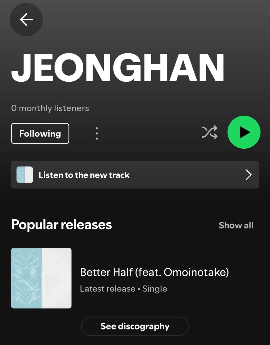 jeonghannisms's tweet photo. just discovered this underground artist with 0 monthly listeners called jeonghan https://t.co/k9yctEbuIB