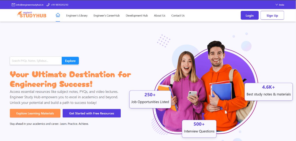 SwapnilPatle01's tweet photo. @AmenaiSabuwala Here is EngineerstudyHub Hero section👇

Can't wait for your roast, Amena! Looking forward to your insights and feedback! 🚀

Website link :- https://t.co/fraHQjf2ad https://t.co/D84WJzo7hB