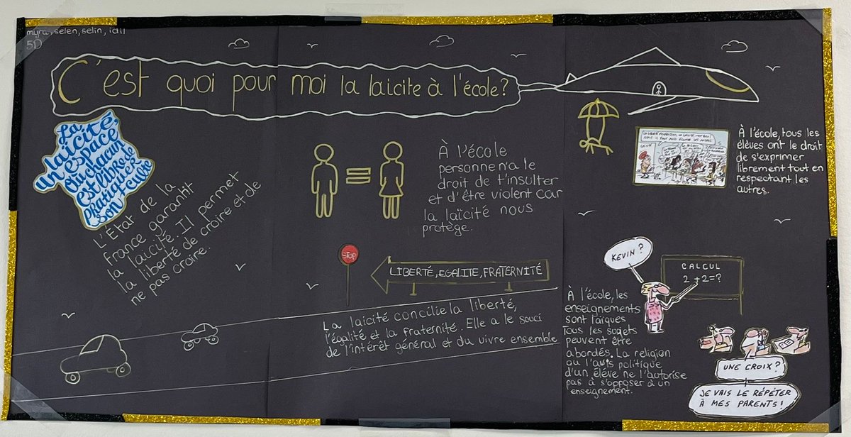 LotiLycee's tweet photo. Nos élèves de 5D ont exprimé leur vision de la laïcité à l'école à travers de superbes affiches ! 
Une belle manière de mettre en avant les valeurs de la charte de l'école. 👏
@aefeinfo https://t.co/EVQjPXcx3z
