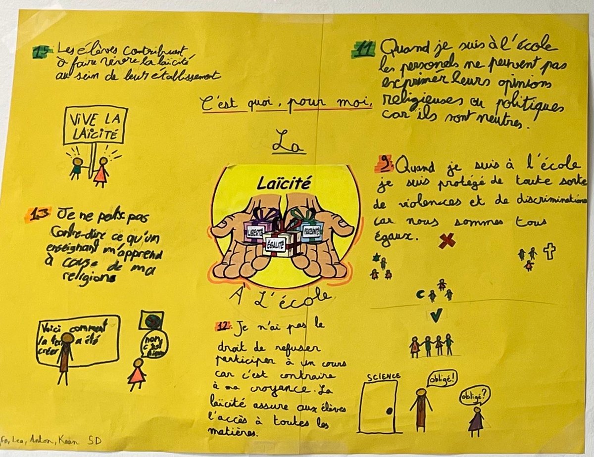 LotiLycee's tweet photo. Nos élèves de 5D ont exprimé leur vision de la laïcité à l'école à travers de superbes affiches ! 
Une belle manière de mettre en avant les valeurs de la charte de l'école. 👏
@aefeinfo https://t.co/EVQjPXcx3z