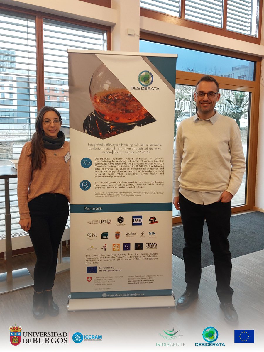The head of the Toxicology line, Carlos Rumbo, attended the kick-off meeting of the #DESIDERATA project in Luxembourg, presenting ICCRAM and outlining our main roles within it.

👩‍🔬Emilia Iñigo was invited to learn about sustainability methodologies for the #IRIDISCENTE project.