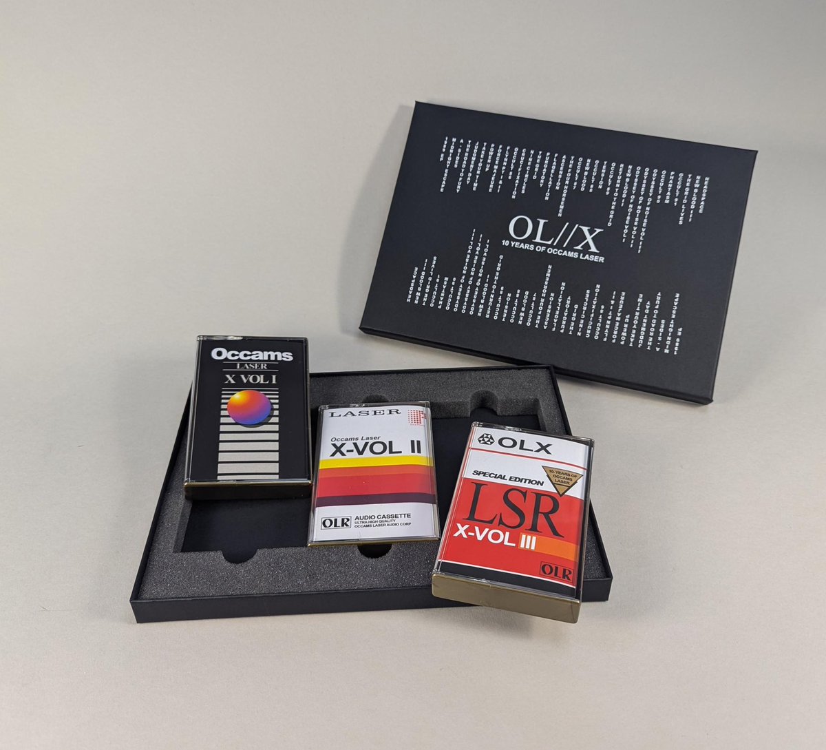 occams_laser_'s tweet photo. Surprise Drop!

The OLX Boxset - A celebration of 10 years of Occams Laser.
One song from each of my releases spread over 3 Cassette Volumes.

https://t.co/KImSdjYWjx

Edition of 50 - each hand numbered &amp; signed

Cassette &amp; Case designed to look like recordable VHS https://t.co/EAv0Vd456m