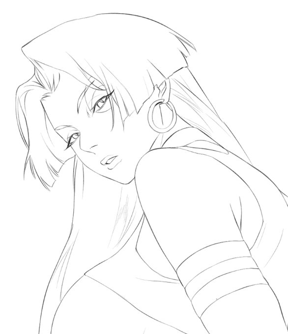 #MarvelRivals #psylocke Psylocke 灵蝶 预告。 在和单主沟通的空档画一下之前的草稿。调整了一下细节,这次没有刻意往建模的形状靠。眼睛可能还会再调整一下