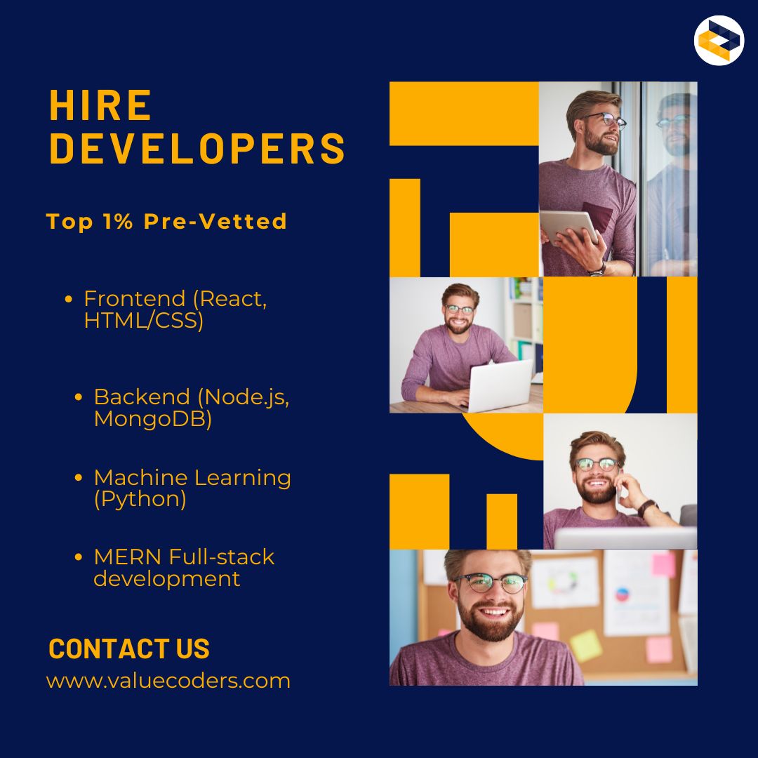 ValueCoders's tweet image. Need developers fast? ⏱️
Hire pre-vetted experts in:
👉Frontend (React, HTML/CSS)
👉Backend (Node.js, MongoDB)
👉 MERN Full Stack
👉 Python ML
Get started in days, not weeks! 🚀
valuecoders.com/contact
#ValueCoders #TechTalent #Developers