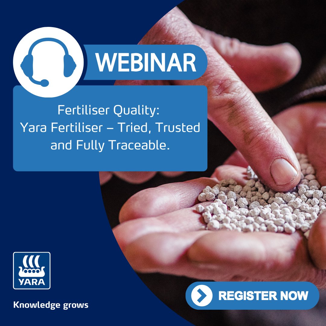 Last Chance to Register for our Webinar!

Don’t miss this opportunity to learn why Yara Fertiliser is trusted by farmers across Ireland. 🌍

📅Tuesday, Jan 28, 2025
🕒 1:00 PM - 1:45 PM

Register here - bit.ly/421UqnB

#Yara #Fertiliser #Agriculture #Webinar #Farming