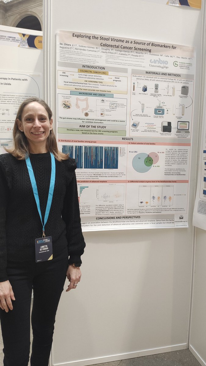 GxbVigo's tweet photo. 👉 As nosas compañeiras do #GXB Nair Varela, Loretta de Chiara e Nuria Estévez participaron con cadanseu póster no X Simposio Biopsia Líquida que recentemente se celebrou en #Santiago. Aquí podedes velas nas imaxes que compartimos convosco. https://t.co/Qxm7ff3MUo