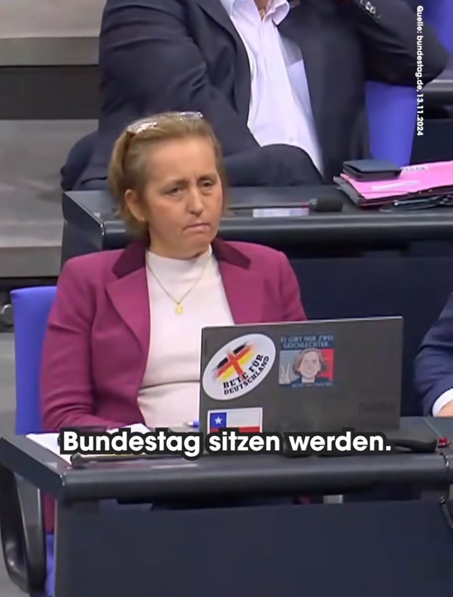 Digga, was macht Beatrix von Storch mit der chilenischen Flagge auf ihrem Laptop (?)