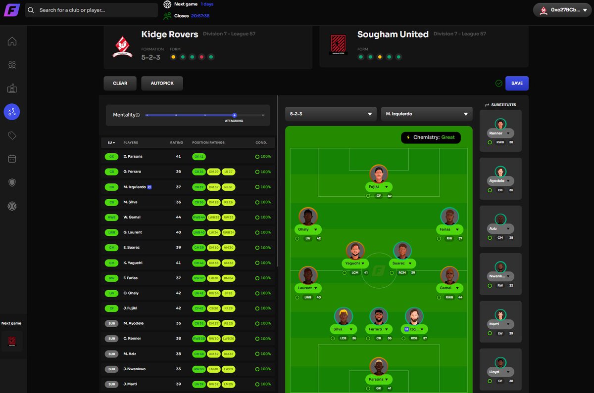 Most of you following me have been involved in the web3 gaming space for a while.

Are you wanting to try something different other than racing games?

Try out <a href="/Footium/">Footium</a>! A web3 soccer management game.

Here are a couple of screenshots

Hmu if you would like help getting onboarded