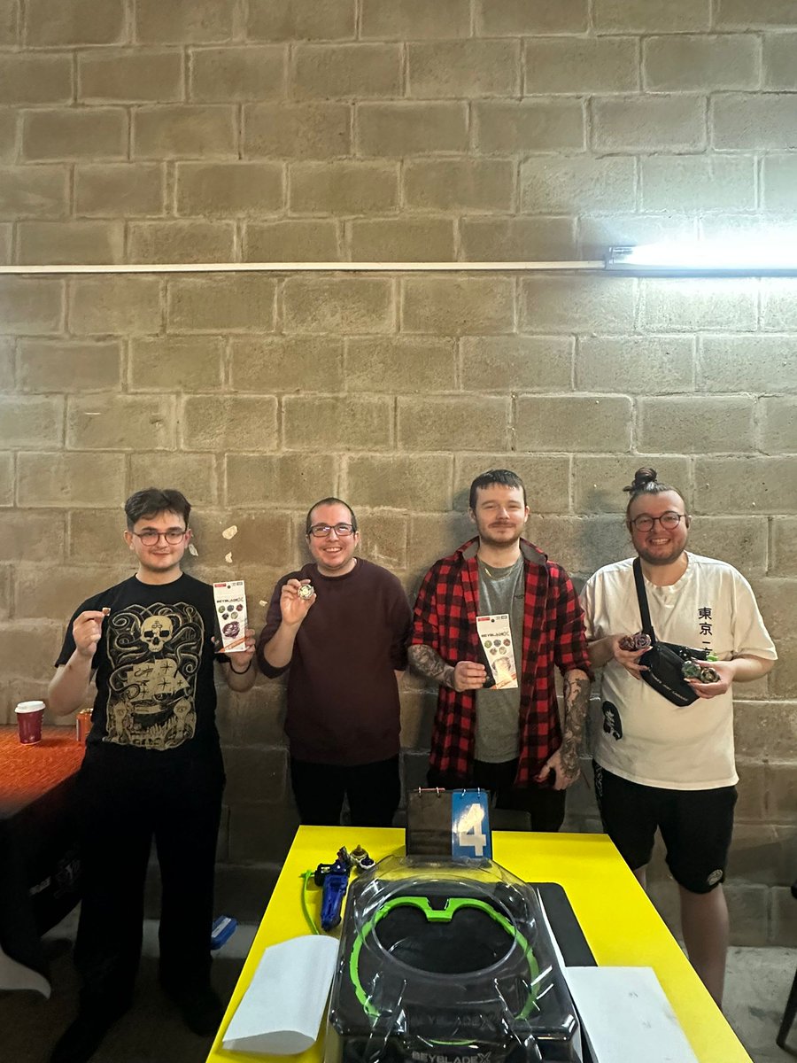 Terravist's tweet photo. First Glasgow event that's part of the OPE Beyblade X Competitive Circuit went amazingly.

Huge turnout of nearly 40 players, tonnes of positive feedback for the ruleset and just a fantastic day.

Congrats to our top players who will go on to earn points on our leaderboard! https://t.co/aOrVIIU2Ig