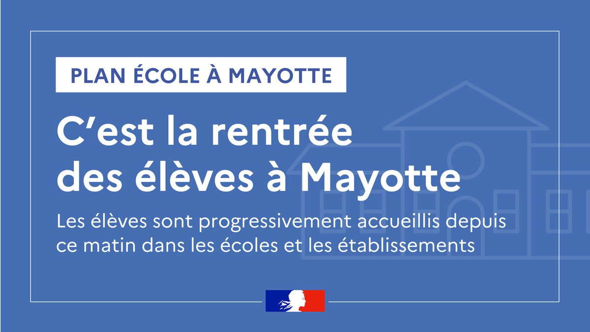 education_gouv's tweet photo. Plan École à #Mayotte : c'est la rentrée pour les élèves mahorais

Ils sont accueillis depuis ce matin selon des modalités spécifiques pour chaque école et chaque établissement.

👉En savoir plus : https://t.co/GCFkk1yY1c https://t.co/pheHoAxmgc