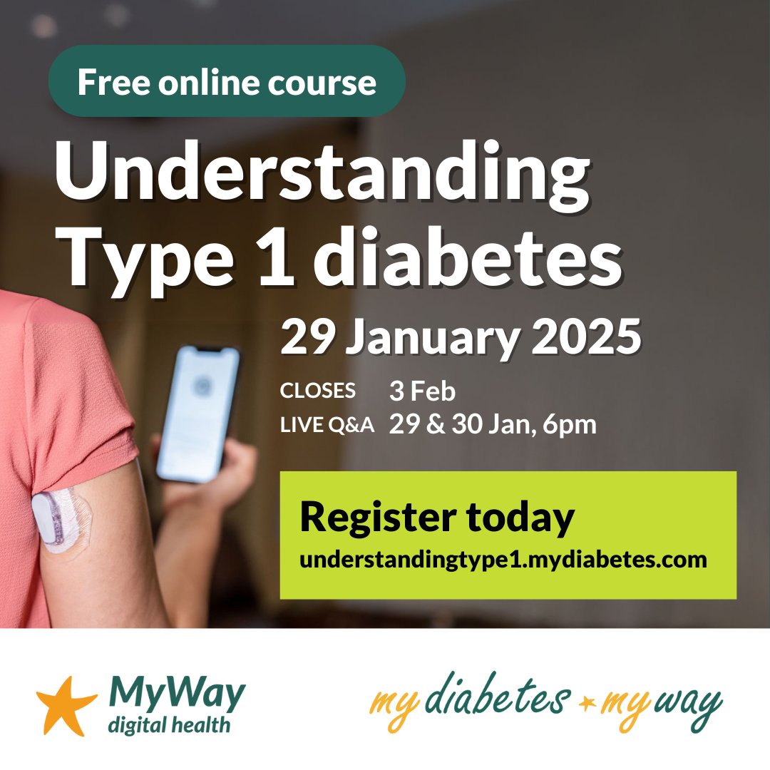 Our free online course, "Understanding Type 1 Diabetes," starts on 29th January.

You’ll find that there is something for everyone, whether you’re a person with diabetes, a HCP, or family looking to learn more about type 1 diabetes.

Register for free  ➡️  understandingtype1.mydiabetes.com