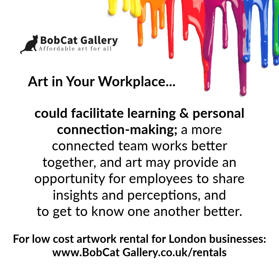 Businesses across London can hire artwork through BobCat Gallery - I work with you to source art that reflects your brand ethos &amp; your space.

Join me for a free webinar to learn more about the benefits for your employees &amp; customers:
Monday 10th Feb, 11am
ticketsource.co.uk/bobcat-gallery