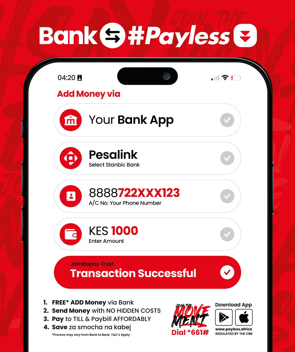 SilasKiplangat1's tweet photo. #Bank2Payless allows you to add money for free via bank for free to payless, you can send Money, pay to till and paybill affordably and save you Money, try it Today #Bank2Payless
@Payless_Africa https://t.co/IRn4nucM6g