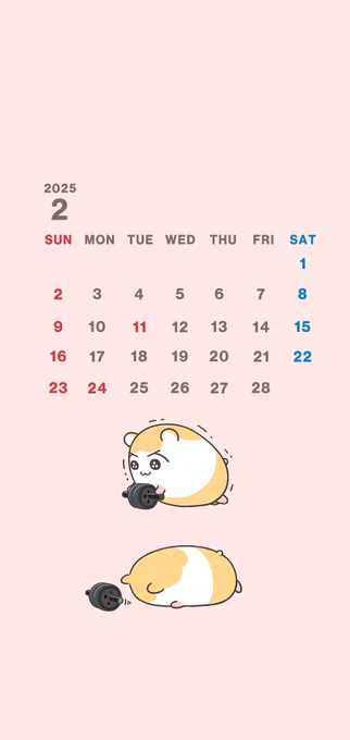 2月カレンダー&壁紙をプレゼントだよ筋トレ続けられるかな?#ちこまる 