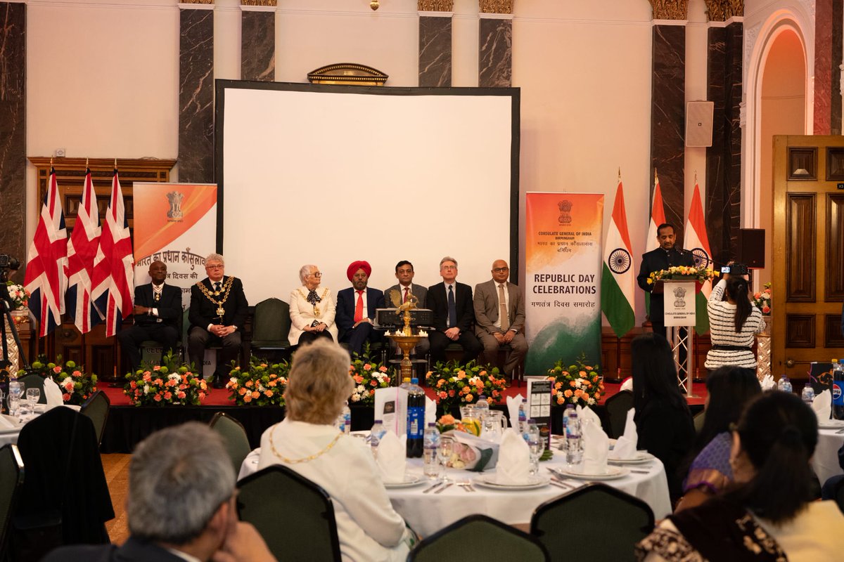 India in Birmingham (@cgi_bghm) on Twitter photo The 76th Republic Day Reception at <a href="/BhamCityCouncil/">Bham City Council</a> showcased India's rich cultural heritage with inspirational speeches, mesmerizing performances, patriotic songs, & a harp recital. A true celebration of India-UK cultural ties! 🇮🇳🇬🇧 #RepublicDay2025 <a href="/IndianDiplomacy/">Indian Diplomacy</a> <a href="/MEAIndia/">Randhir Jaiswal</a> The 76th Republic Day Reception at <a href="/BhamCityCouncil/">Bham City Council</a> showcased India's rich cultural heritage with inspirational speeches, mesmerizing performances, patriotic songs, & a harp recital. A true celebration of India-UK cultural ties! 🇮🇳🇬🇧 #RepublicDay2025 <a href="/IndianDiplomacy/">Indian Diplomacy</a> <a href="/MEAIndia/">Randhir Jaiswal</a>