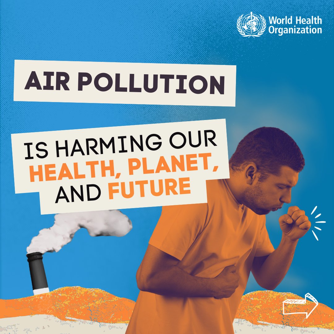 WHO's tweet photo. Clean air is a human right!

Air pollution is a silent killer, claiming at least 7 million lives annually and fueling a growing health crisis.

Health and care workers are calling on governments, businesses, and leaders to take urgent and decisive action.

They demand:
✔️ Stricter air quality standards aligned with WHO guidelines
✔️ A fair transition to clean energy
✔️ Increased funding for air quality improvements
✔️ Build capacity to improve systems and skills to address air quality
✔️ Collaborative efforts to tackle air pollution

Sign the call to action: https://t.co/sNh8H11pA5

#CleanAirNow #HealthForAll