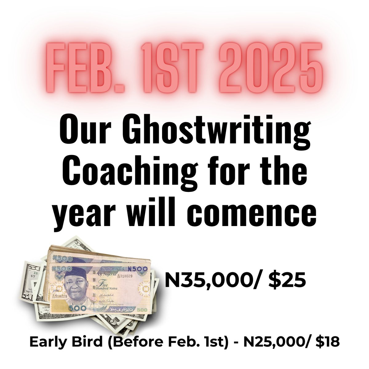 iefeturi's tweet photo. My DMs have been buzzing since our big news was announced and based on many inquiries, I've decided to simplify our news a bit more.
Please kindly share this info with those you know would need this coaching program.
#bookwriting
#bookwritingcoaching
#naphtali

2face
Toke https://t.co/9SdUzzTW4e