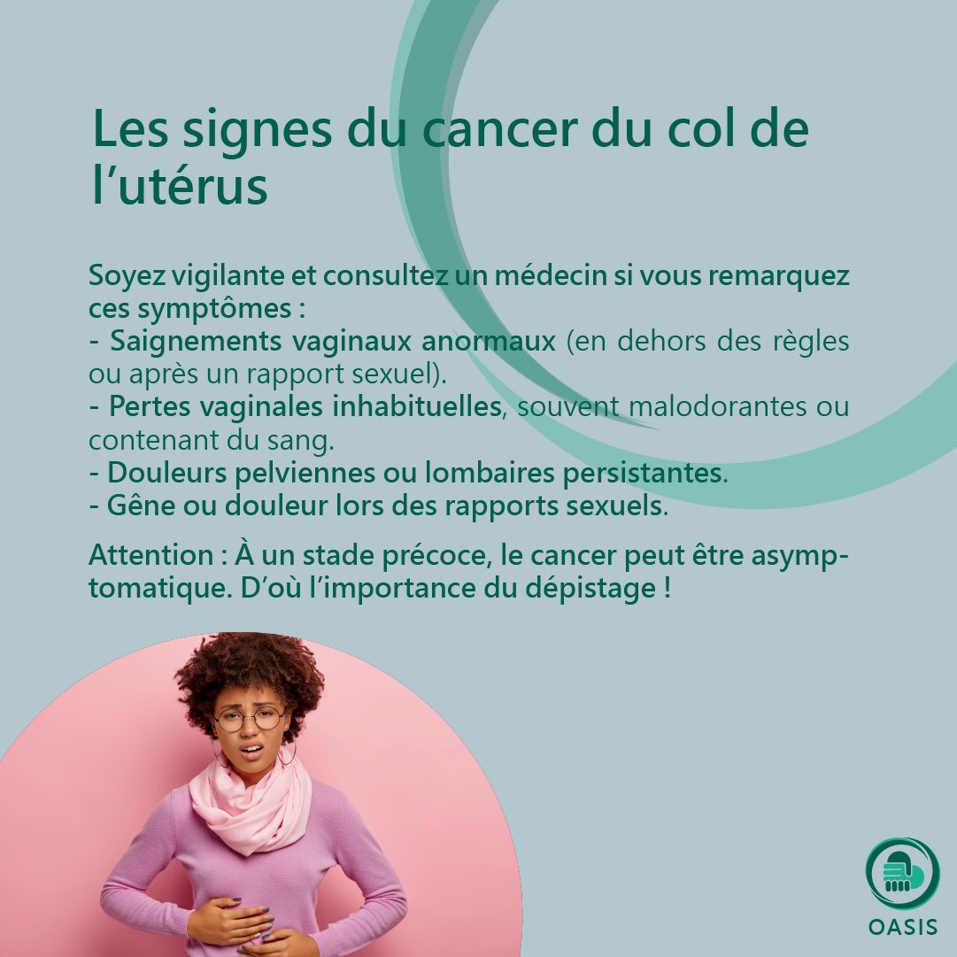 OASISBenin's tweet photo. 💡 Le cancer du col de l’utérus peut être évité et détecté à temps !

👉🏾Faites défiler pour découvrir :
1️⃣ Les facteurs de risque.
2️⃣ Les signes alarmants à surveiller.
3️⃣ L’importance du dépistage.

Prenez soin de vous 🩷🫶🏾

#oasisbenin #santepublique #santefeminine https://t.co/0WgO7yE12f