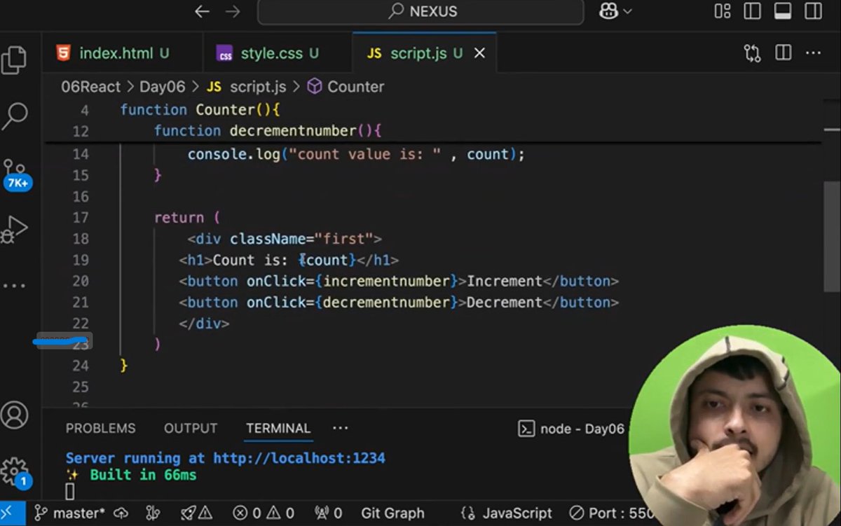 ashish_st's tweet photo. 🚀 #Day80 of #WebDevelopment + #Blockchain with #Nexus by Rohit Negi 🚀

Day 6 of React! 🎉 Learning:

1.Props: Passing data. #React #FrontEnd #JSX

2.Hooks: Understanding React Hooks. #ReactHooks #JavaScript

3.useState: Managing state. #ReactStateManagement #FrontendDevelopment https://t.co/iP8JoYUm9B