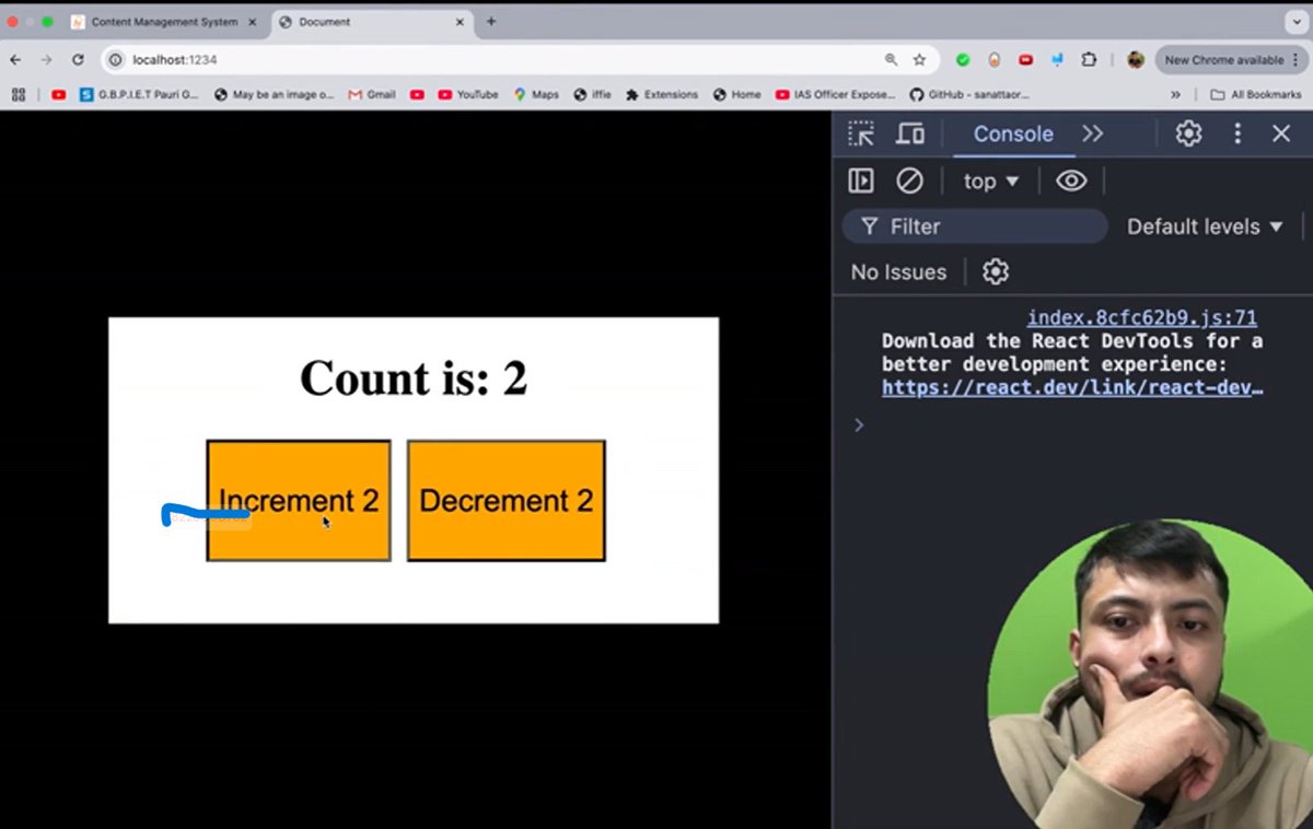 ashish_st's tweet photo. 🚀 #Day80 of #WebDevelopment + #Blockchain with #Nexus by Rohit Negi 🚀

Day 6 of React! 🎉 Learning:

1.Props: Passing data. #React #FrontEnd #JSX

2.Hooks: Understanding React Hooks. #ReactHooks #JavaScript

3.useState: Managing state. #ReactStateManagement #FrontendDevelopment https://t.co/iP8JoYUm9B