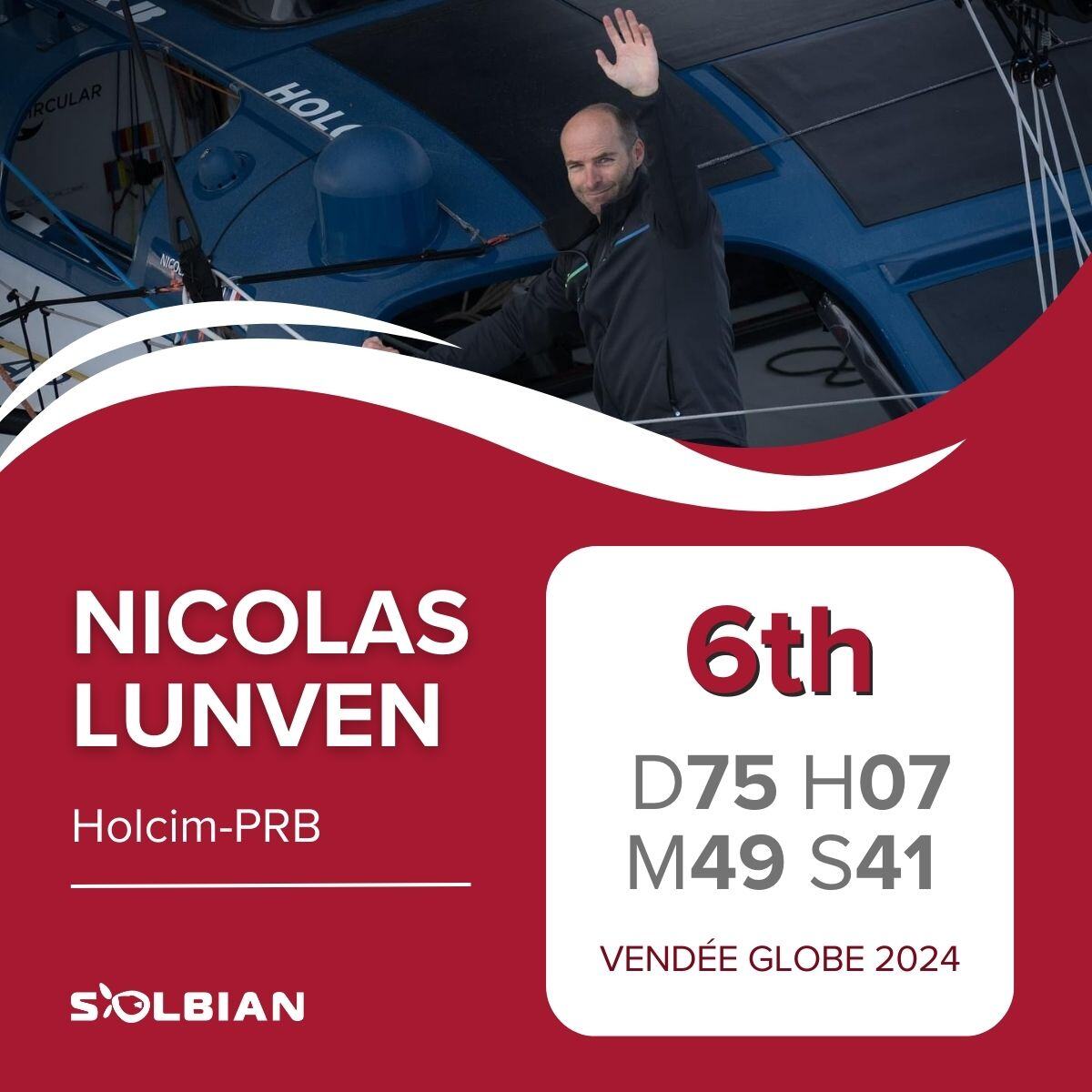 Congratulations to Nicolas Lunven on his 6th place in the <a href="/VendeeGlobe/">Vendée Globe</a>! 🎉
After 75 days, 7 hours and 49 minutes of racing, Nicolas crossed the finish line on Friday January 24 aboard Holcim-PRB. We are proud to have contributed to his success. 
#solarenergy #VendeeGlobe #VG2024
