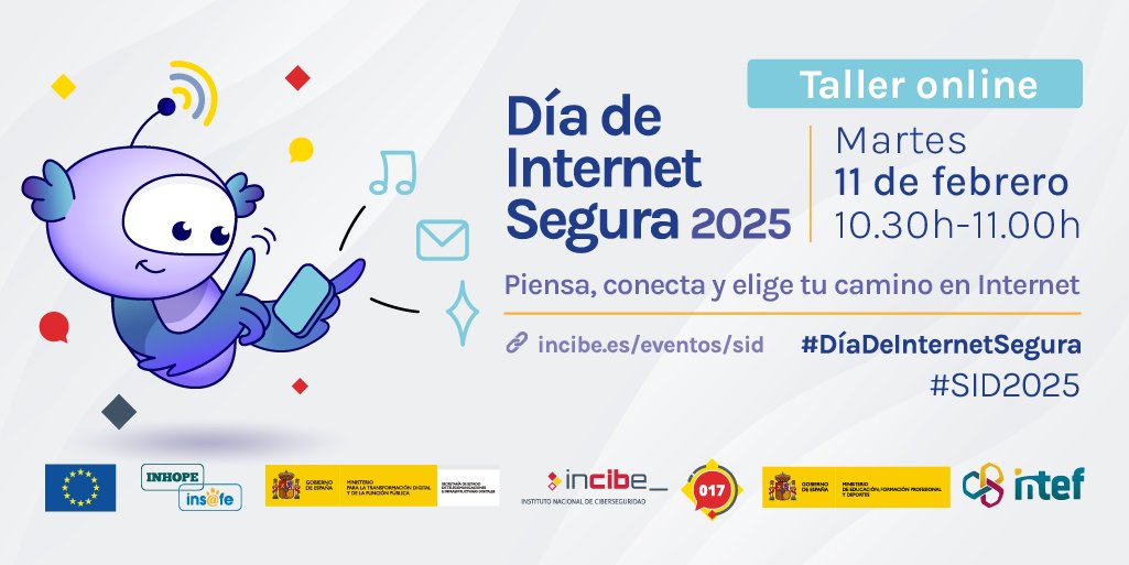 is4k's tweet image. ¡Celebra el #DíaDeInternetSegura con nosotros! 🙌 Participa en el taller online el 11 de febrero 🗓️ 10:30 de @incibe y @educaINTEF. Trabajaremos las competencias digitales y el uso seguro de la #tecnología 🌐. 🔗 #SID2025 

incibe.es/menores/blog/c…