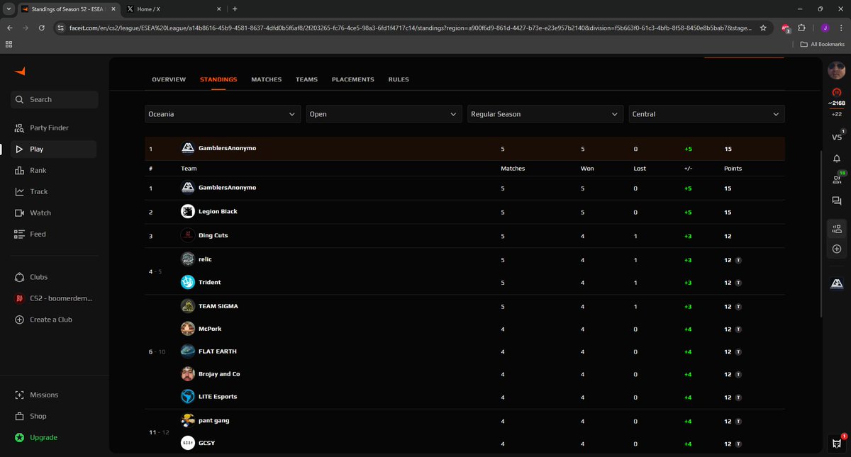 Proud of the team. Number 1 in esea. Winning in life. ROAD TO PRO LEAGUE