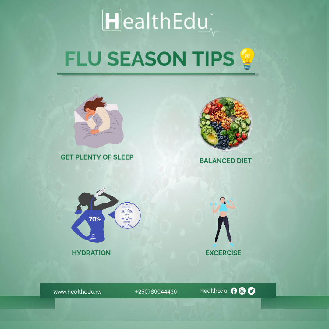 HEALTHEDULTD1's tweet photo. "Stay healthy this flu season with these simple tips: wash hands, get vaccinated, eat well, rest, and avoid touching your face! 🩺✨ #FluSeasonReady" https://t.co/cGEhHGHANv