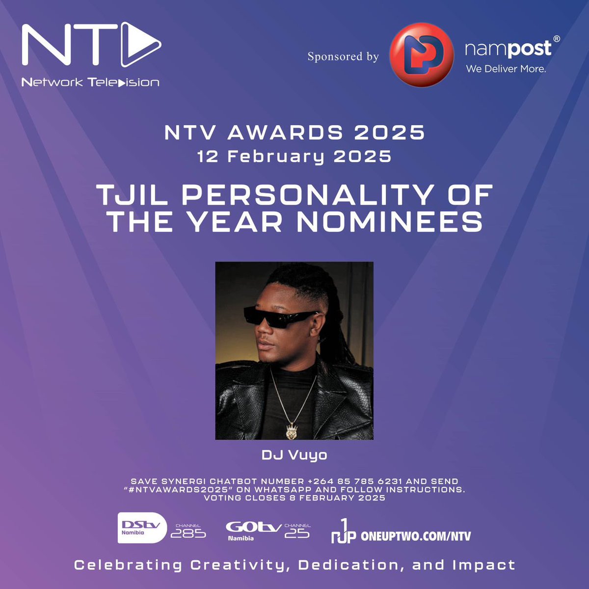 🌟🎉 Exciting News, Fam! 🎉🌟 

I’m beyond grateful to announce that I've been nominated for the Tjil Personality of the Year at the NTV Awards 2025! 🙌 

This recognition wouldn't be possible without your amazing support. 💖 

🗳️ Voting closes on 8 February 2025..