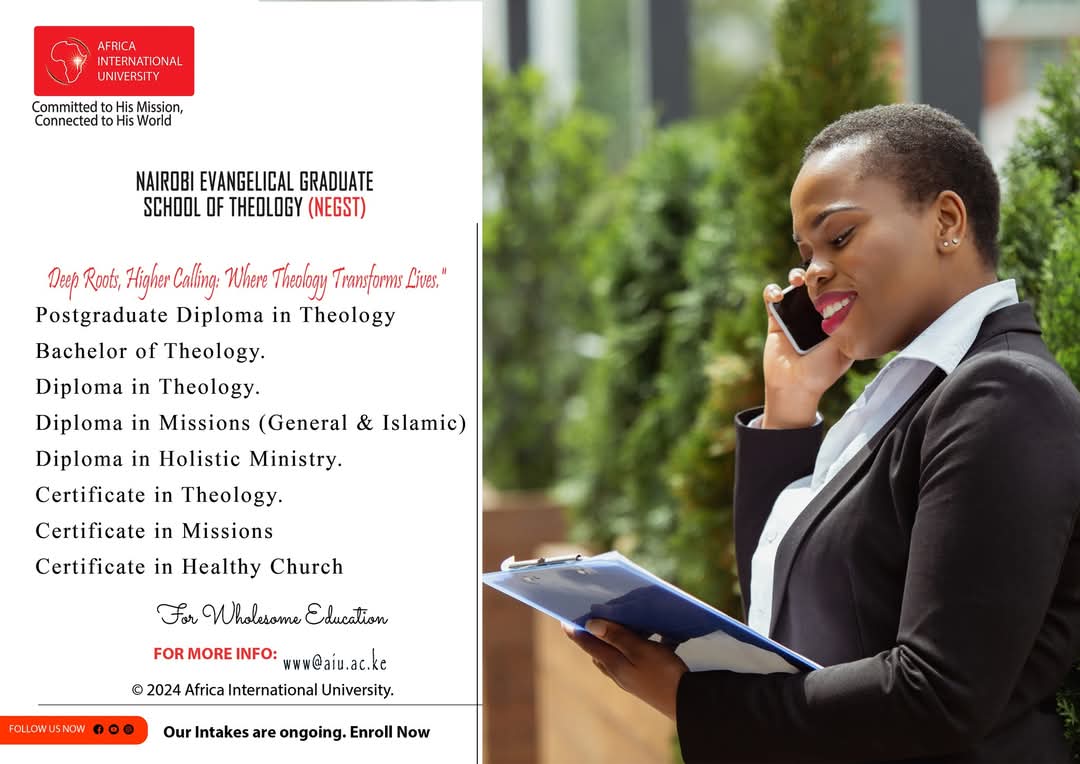 It is never too late to enroll to one of the Leading School of Theology! Join Africa International University - AIU today and get the best learning experience. 

Visit our website for more information on the course application: negst.aiu.ac.ke/courses-list/